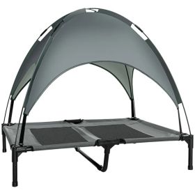 Large Elevated Dog Bed 6.2" L X 29.9" W 36.2" H Foldable Outdoor Cat Dog Canopy Cot w/ Carry Bag Grey (Option: Grey)