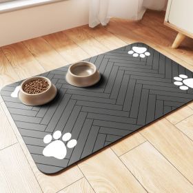 Absorbent Pet Feeding Mat 20x12 Inch, Waterproof Rubber Backing, Dark Gray Striped (Option: Dark Gray)