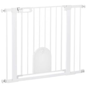 30"-41" Extra Wide Pet Gate Barrier with Small Door, 30"H Dog Gate with Safety Gate Barrier, Stair Pressure Fit, White (Option: White)