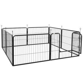 8 Panel Heavy Duty Dog Playpen 23.5" Height for Small Medium Dogs (Option: Black)