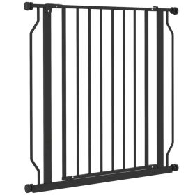 30"- 34" Easy Install Pet Gate w/ Door & Double Locking System, Extra Wide Dog Gate for Stairs, Hallways, Black (Option: Black)