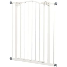 Extra Tall Dog Gate with Door, Pressure Fit, Auto Close, Double Locking for Doorways Hallways Stairs, 29"-32", White (Option: White)